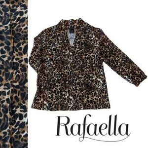 Women's Rafaella Studio Leopard Print 3/4 Sleeve Slim Fit Blouse, Size Medium